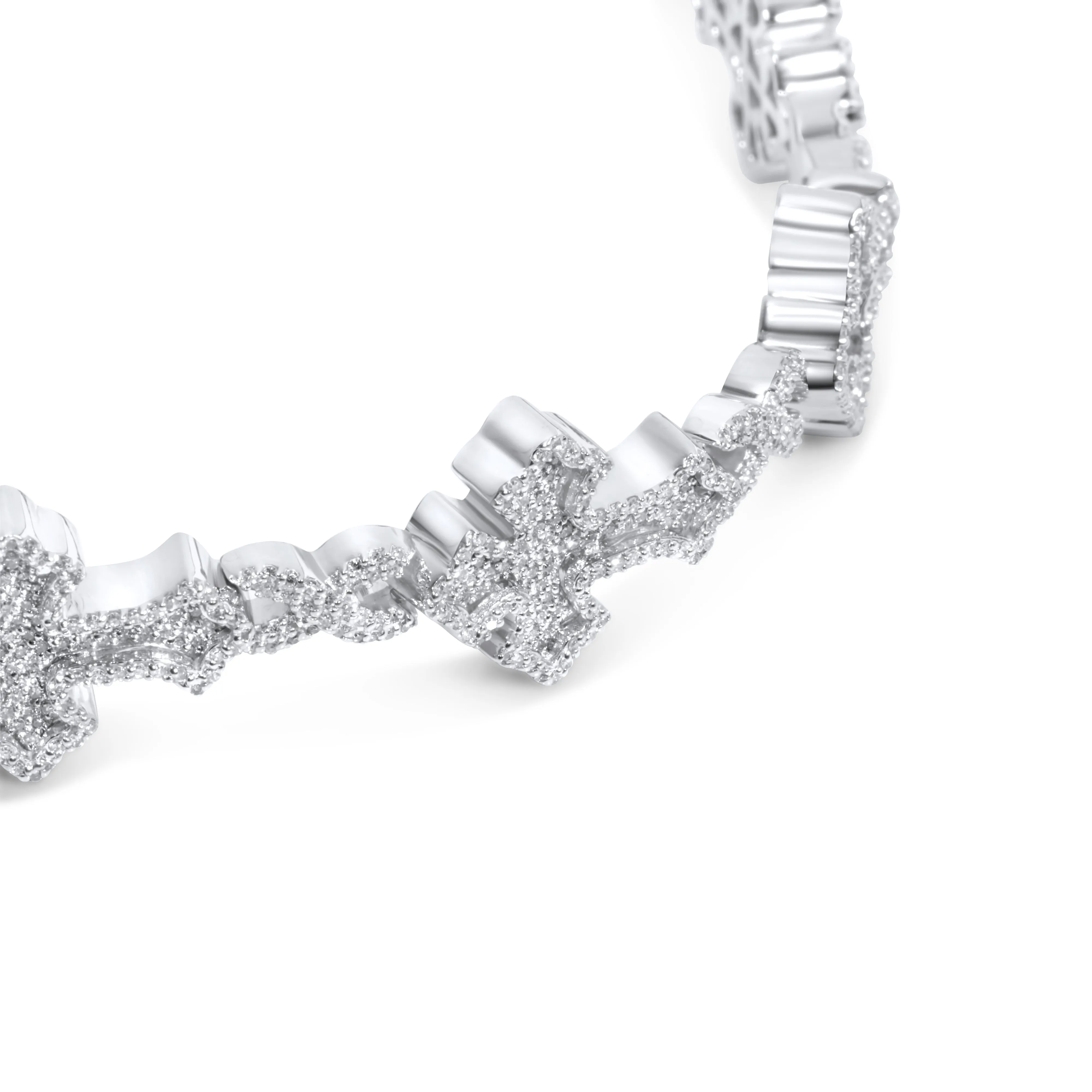 10k White Gold Diamond Cross Bracelet 2.47 ctw