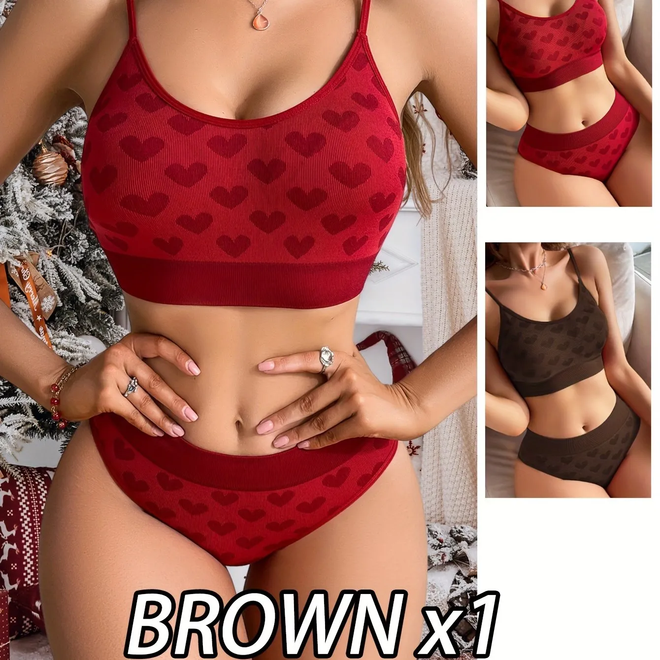 2 Sets Heart Pattern Bra & Panty, Hot Seamless Bra & Briefs Lingerie Set, Women's Lingerie & Underwear