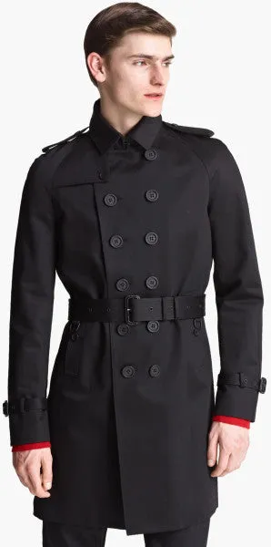 2013 Structured Cotton Trench Coat with Studded Leather Collar