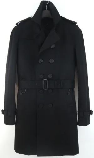 2013 Structured Cotton Trench Coat with Studded Leather Collar