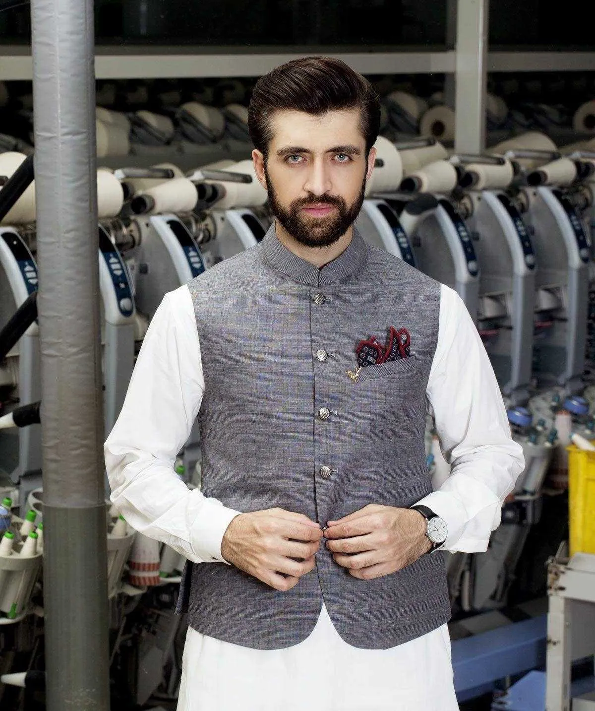 Afroz Waistcoat Grey Blue