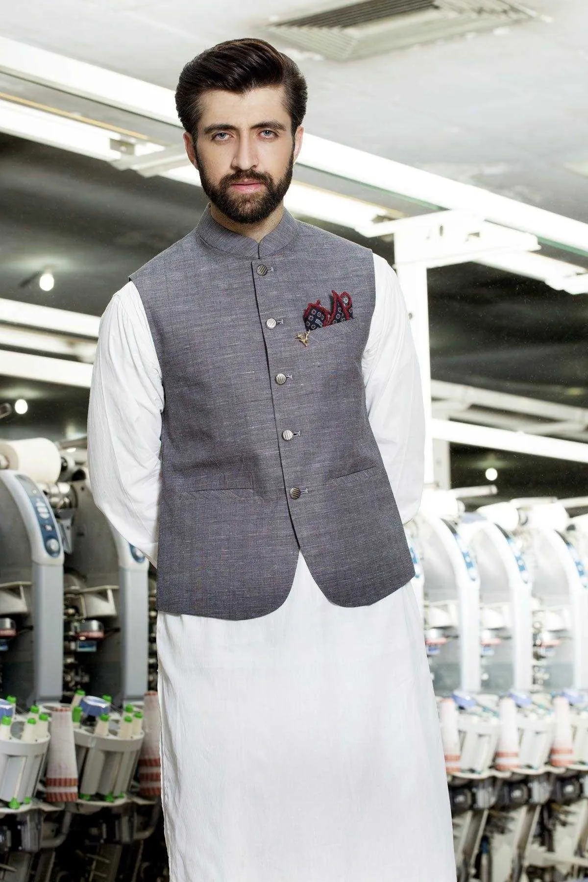 Afroz Waistcoat Grey Blue