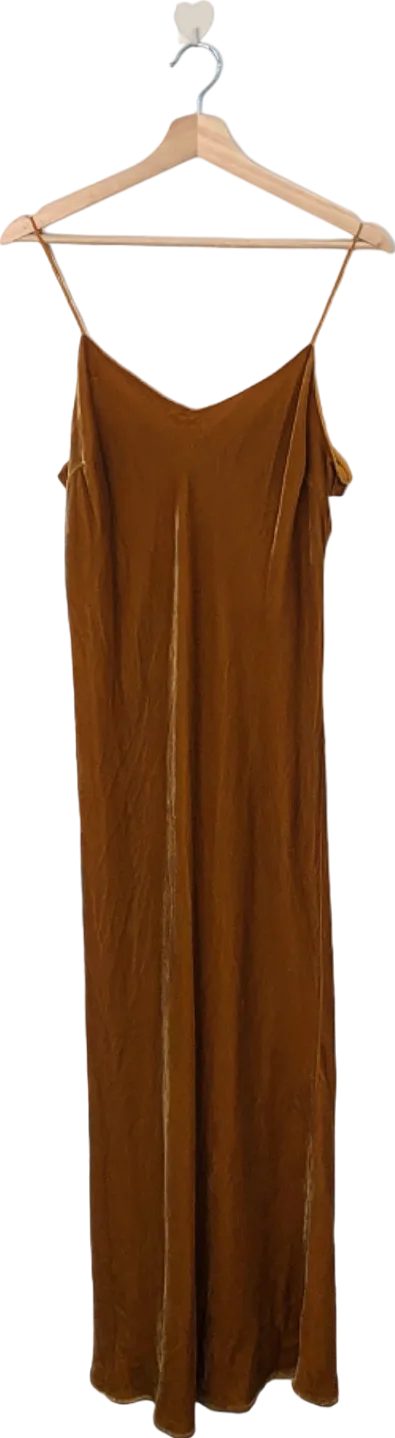 Asceno Burnt Orange Silk Slip Dress Medium