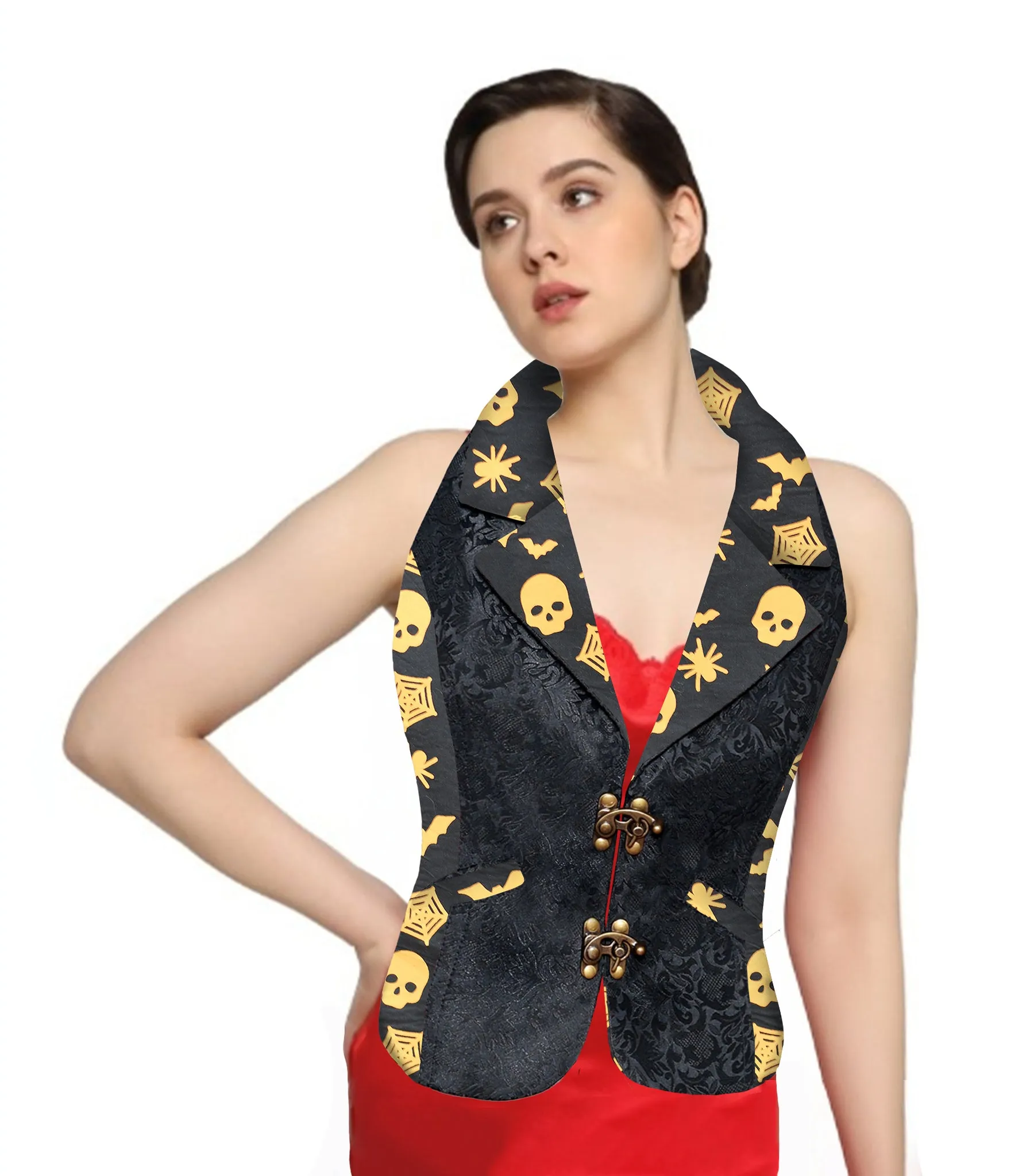 Bat Skull Gothic Ladies Waistcoat