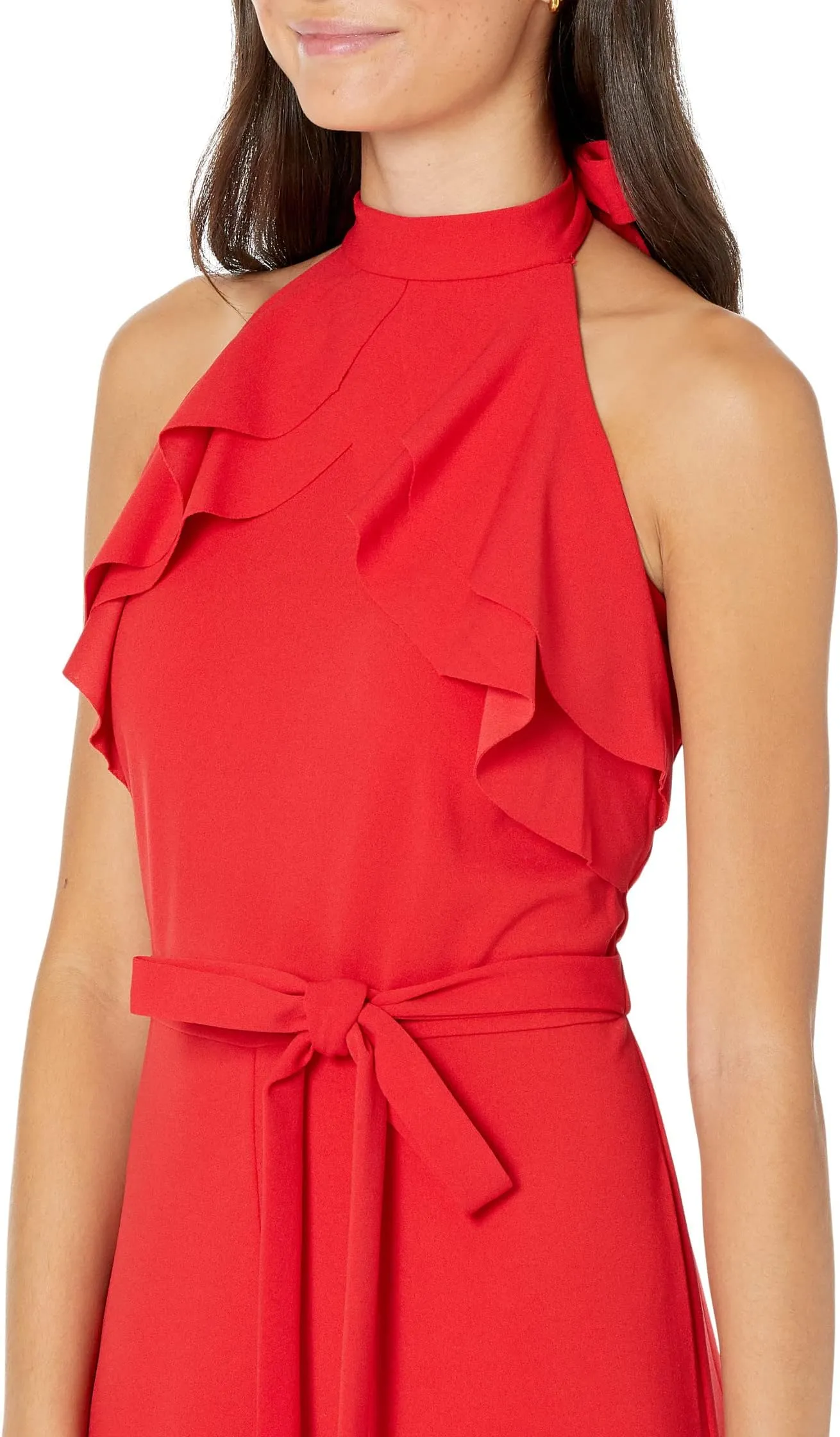 Bebe Ruffle Tie Jumpsuit, Red