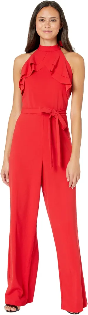 Bebe Ruffle Tie Jumpsuit, Red