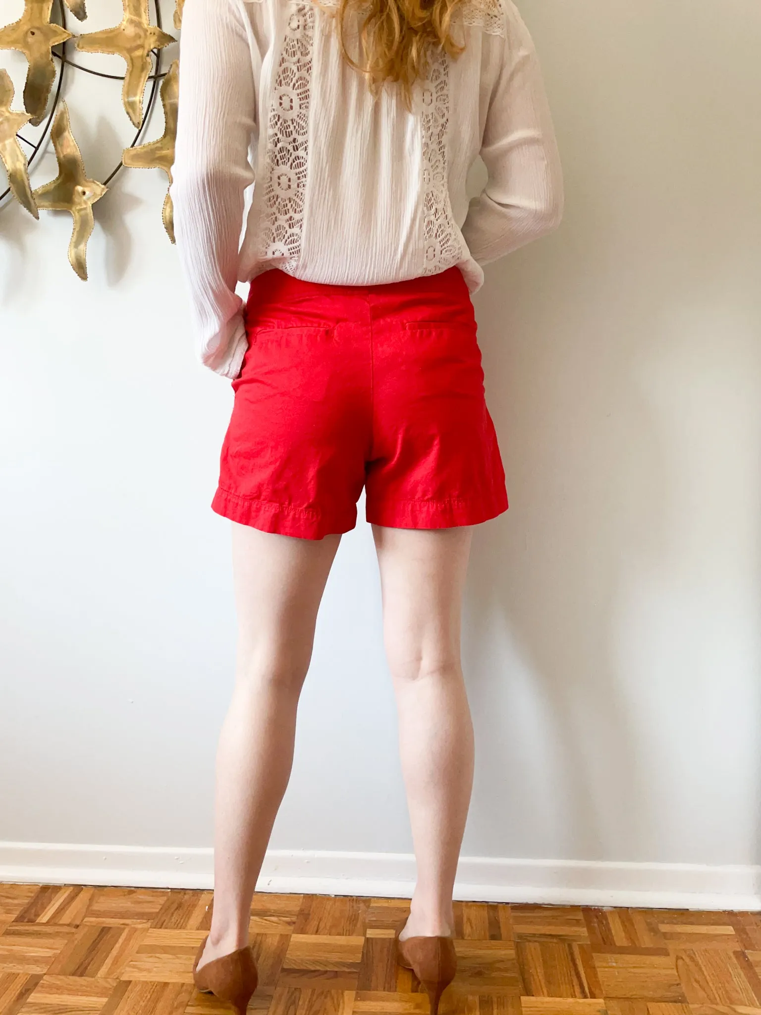 Beechers Brook Red High Rise Cotton Shorts - Size 4/6