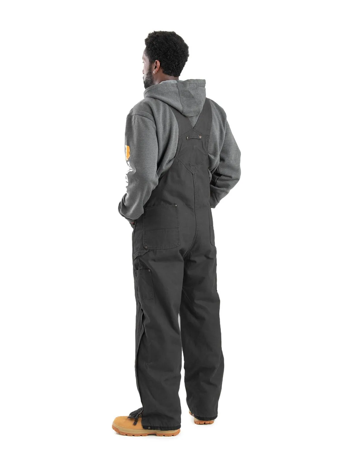 Berne Mens Heartland Insulated Washed Duck Black 100% Cotton Bib Overall