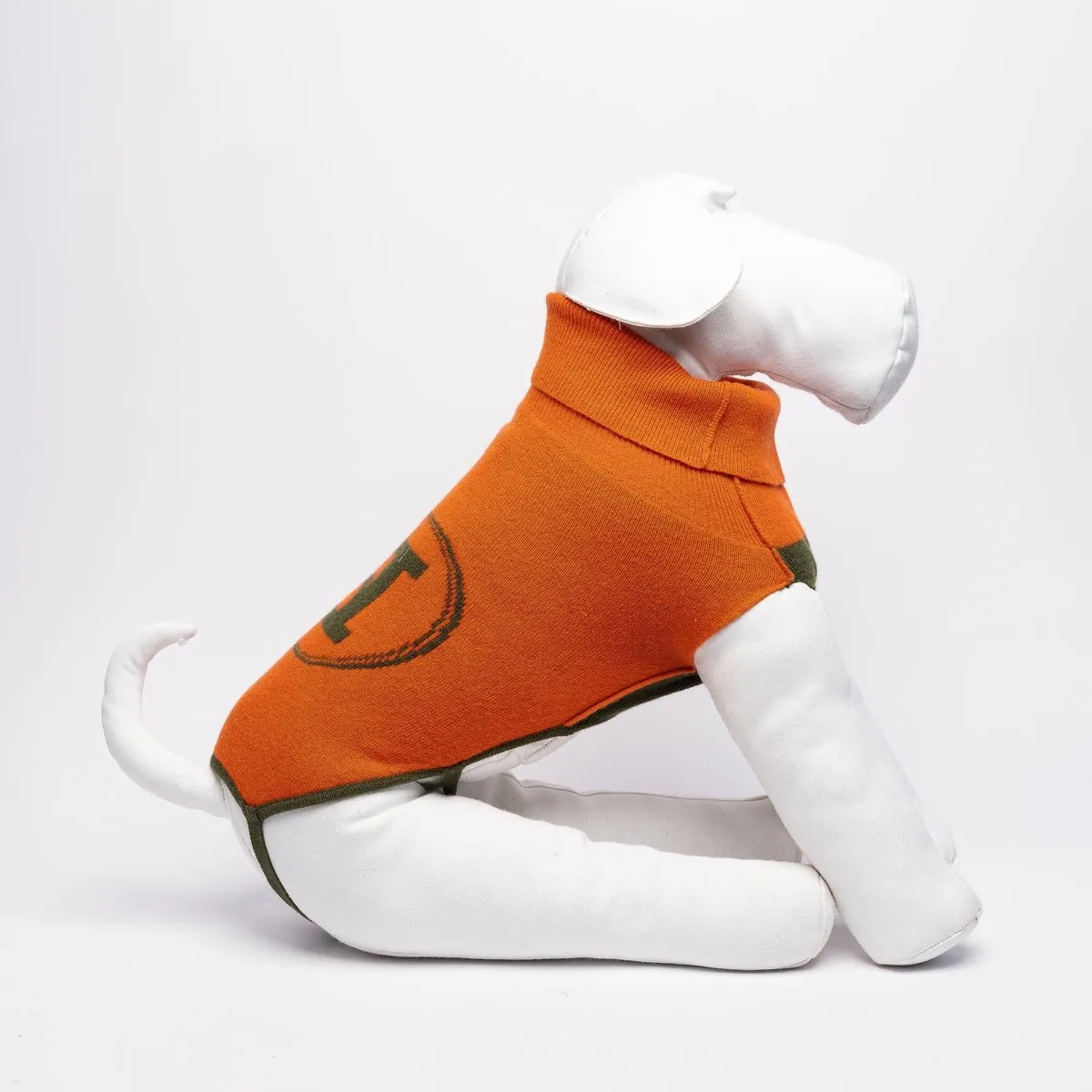 Bespoke Dog Sweater Green/Orange Cashmere