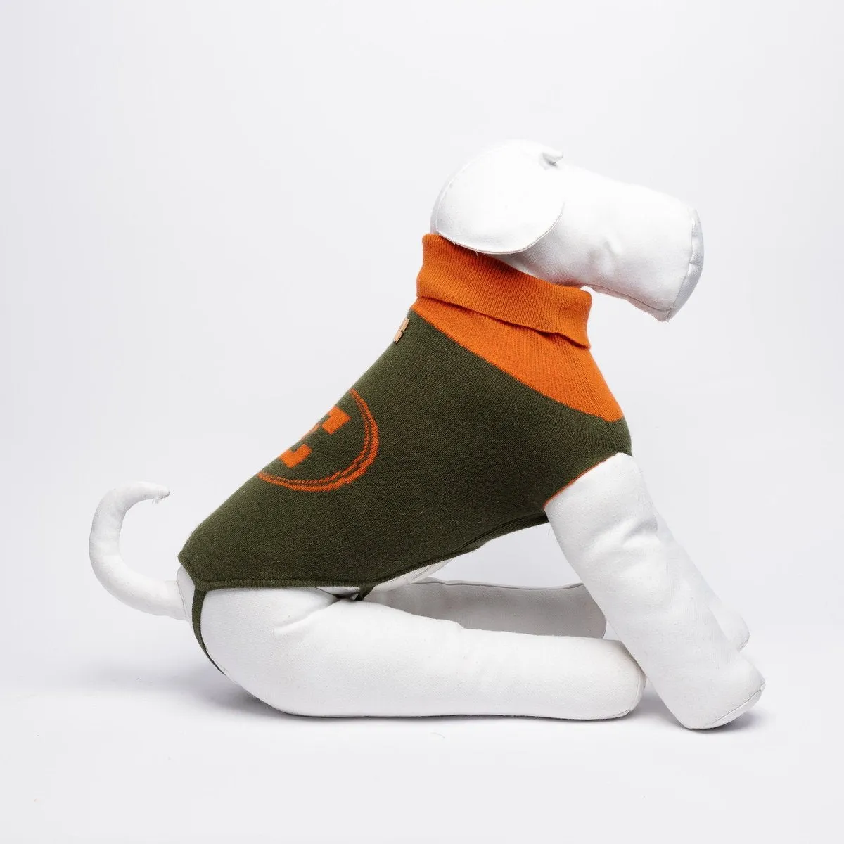 Bespoke Dog Sweater Green/Orange Cashmere