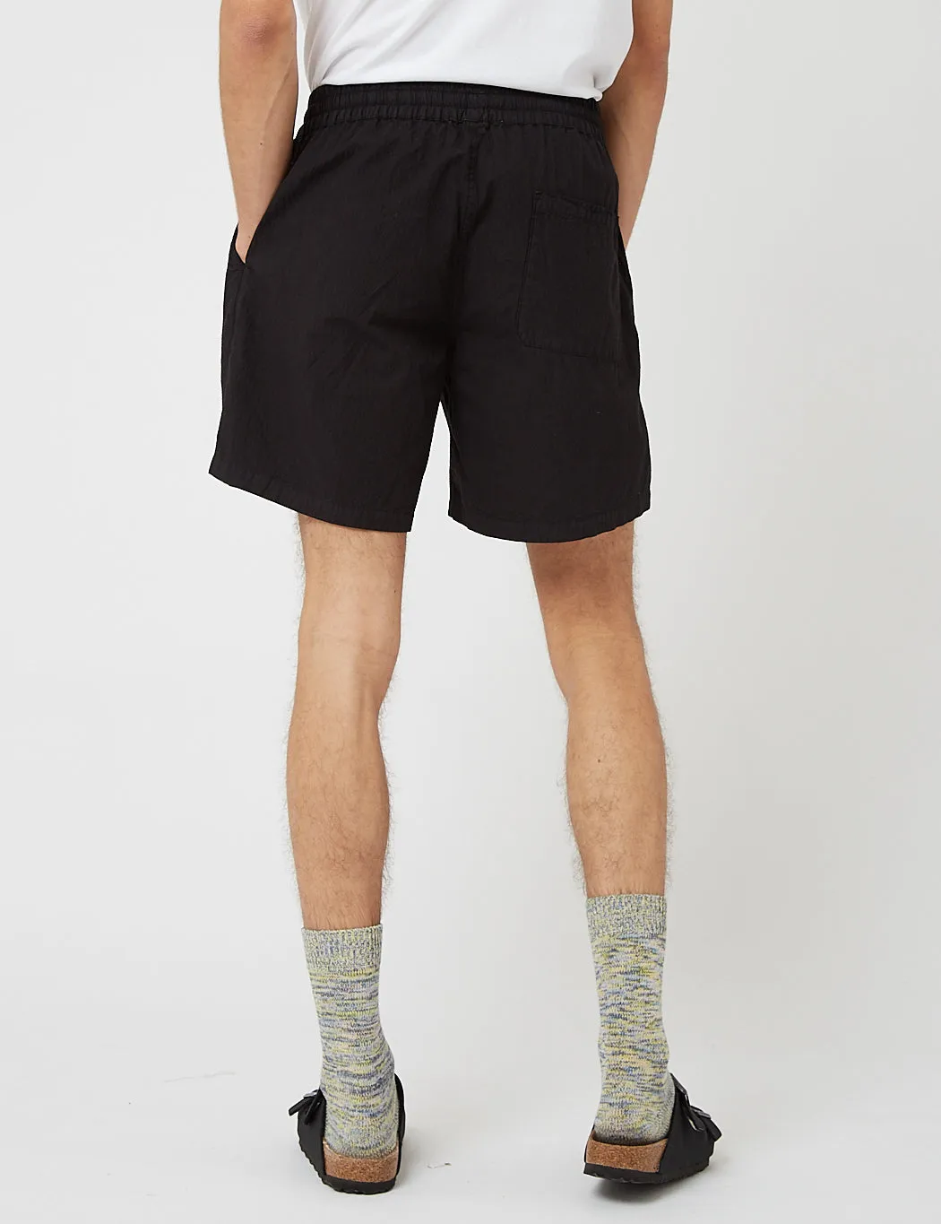 Bhode Drawstring Shorts (Seersucker) - Black