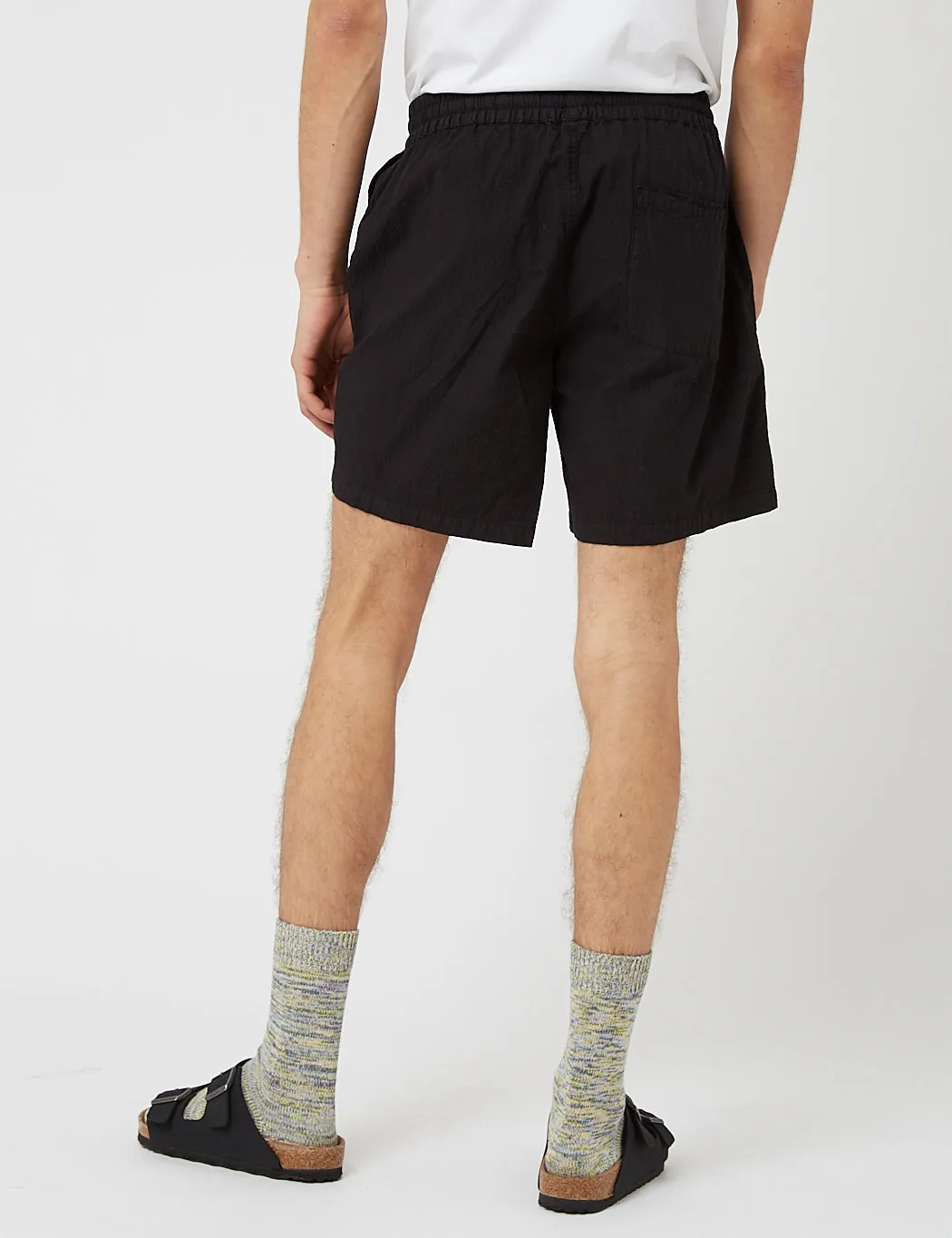 Bhode Drawstring Shorts (Seersucker) - Black