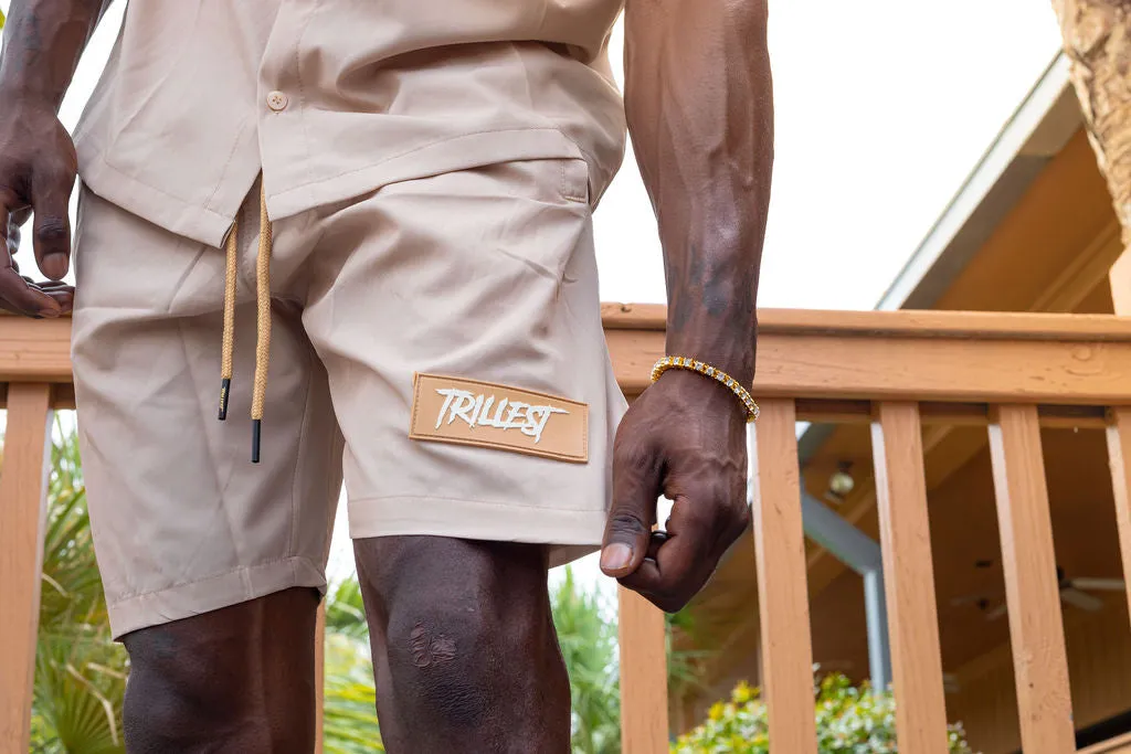 Big T Logo Shorts - Tan