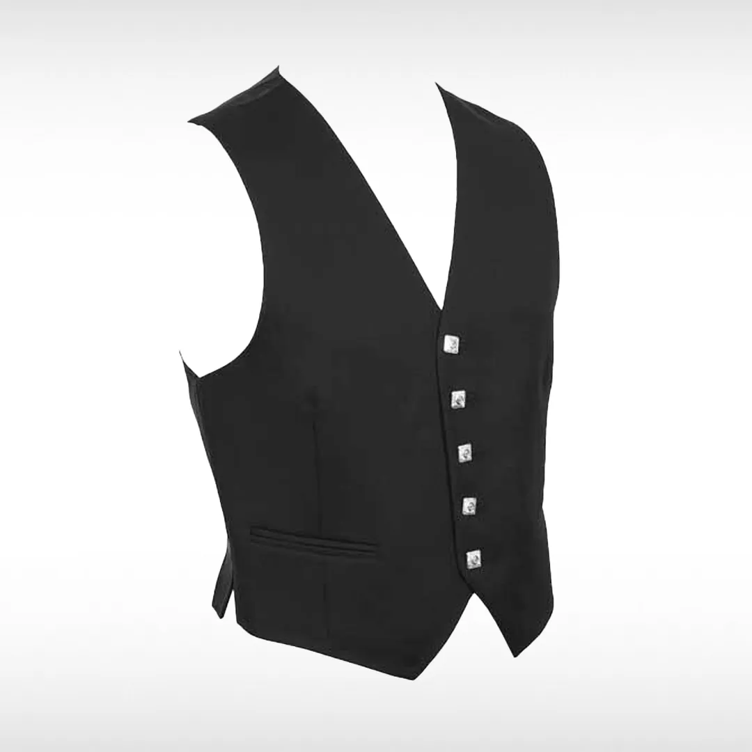 Black Barathea Braemar Waistcoat