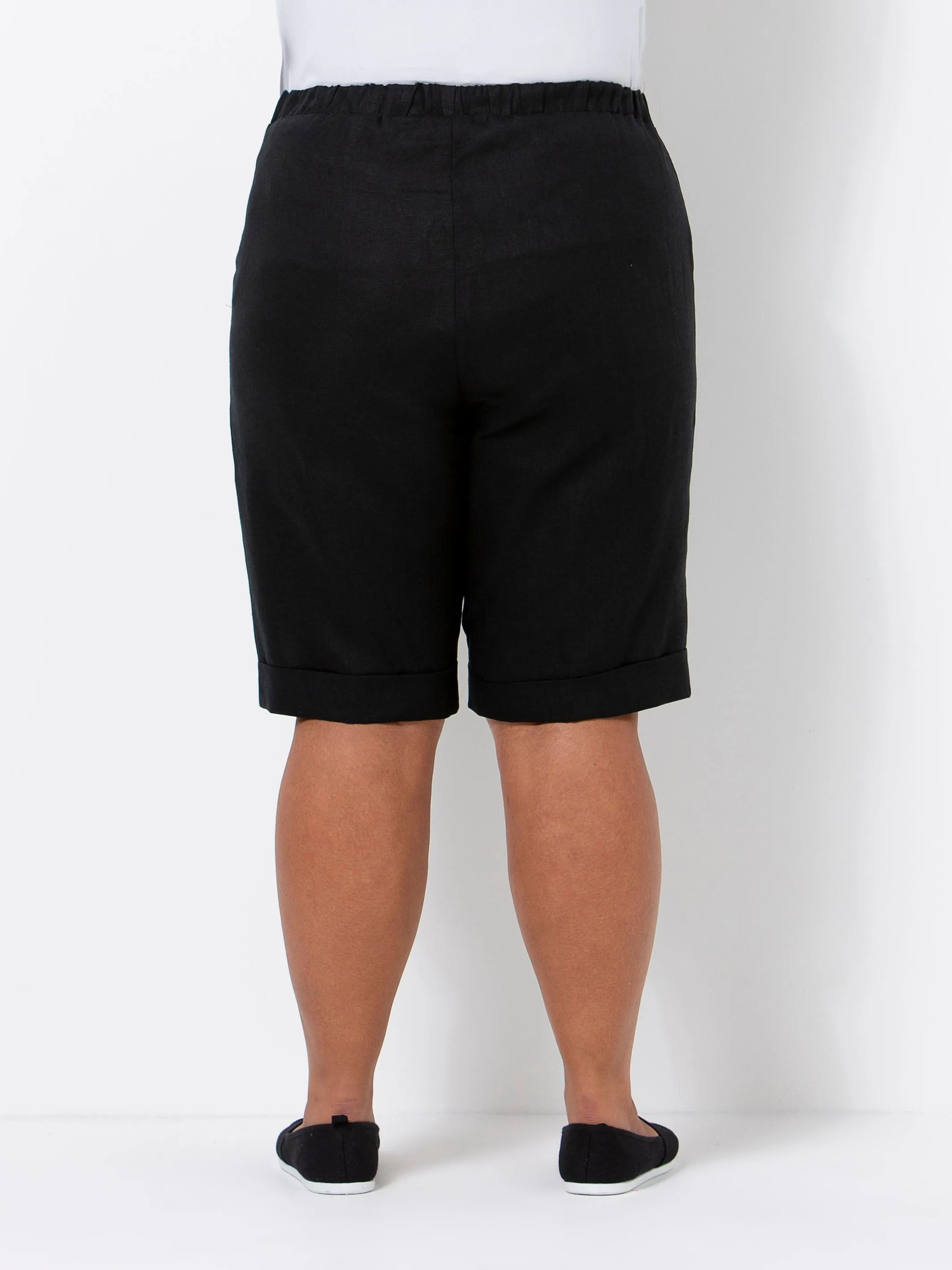 Black Linen Shorts