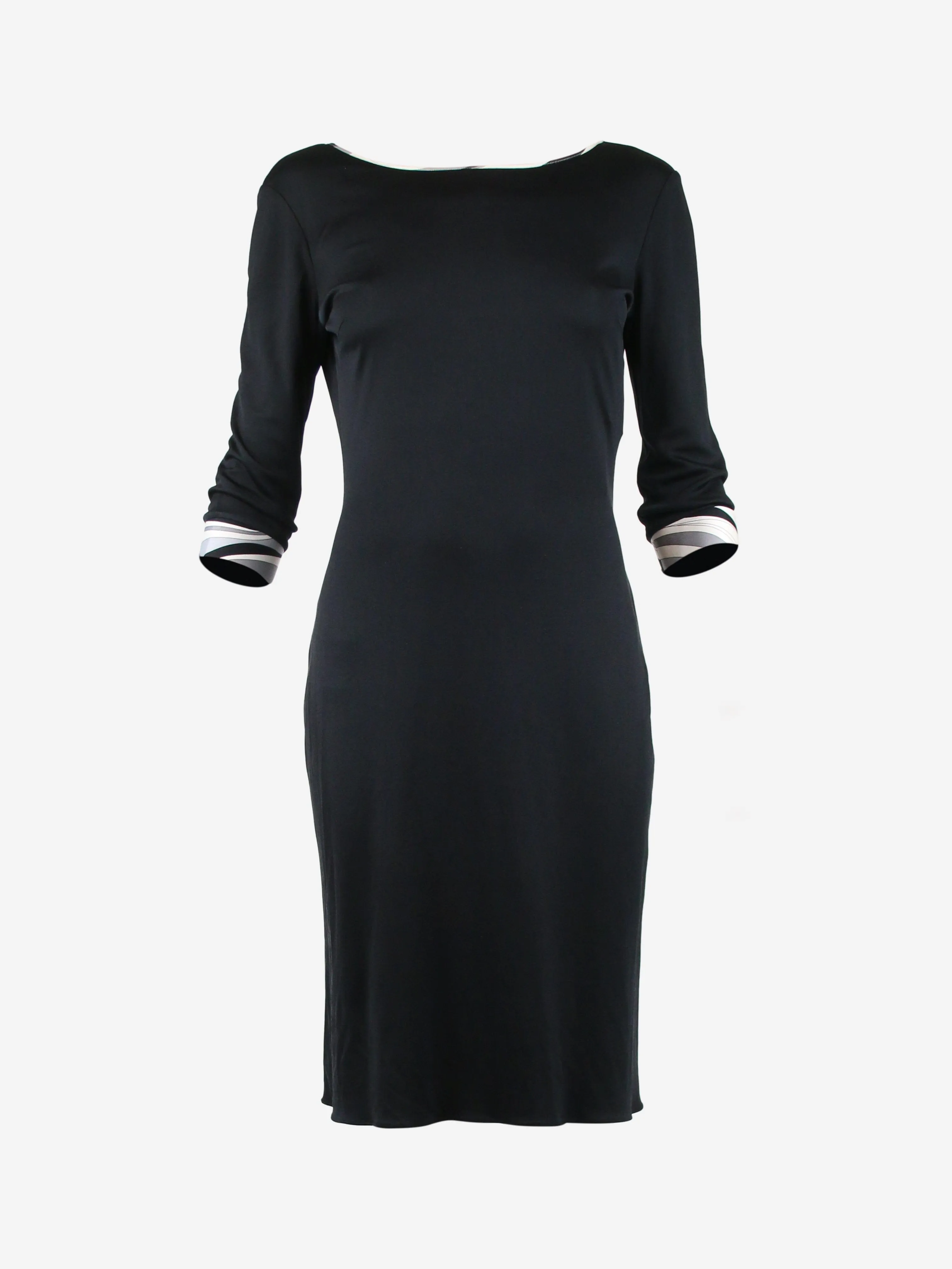 Black open-back silk midi dress - size UK 6