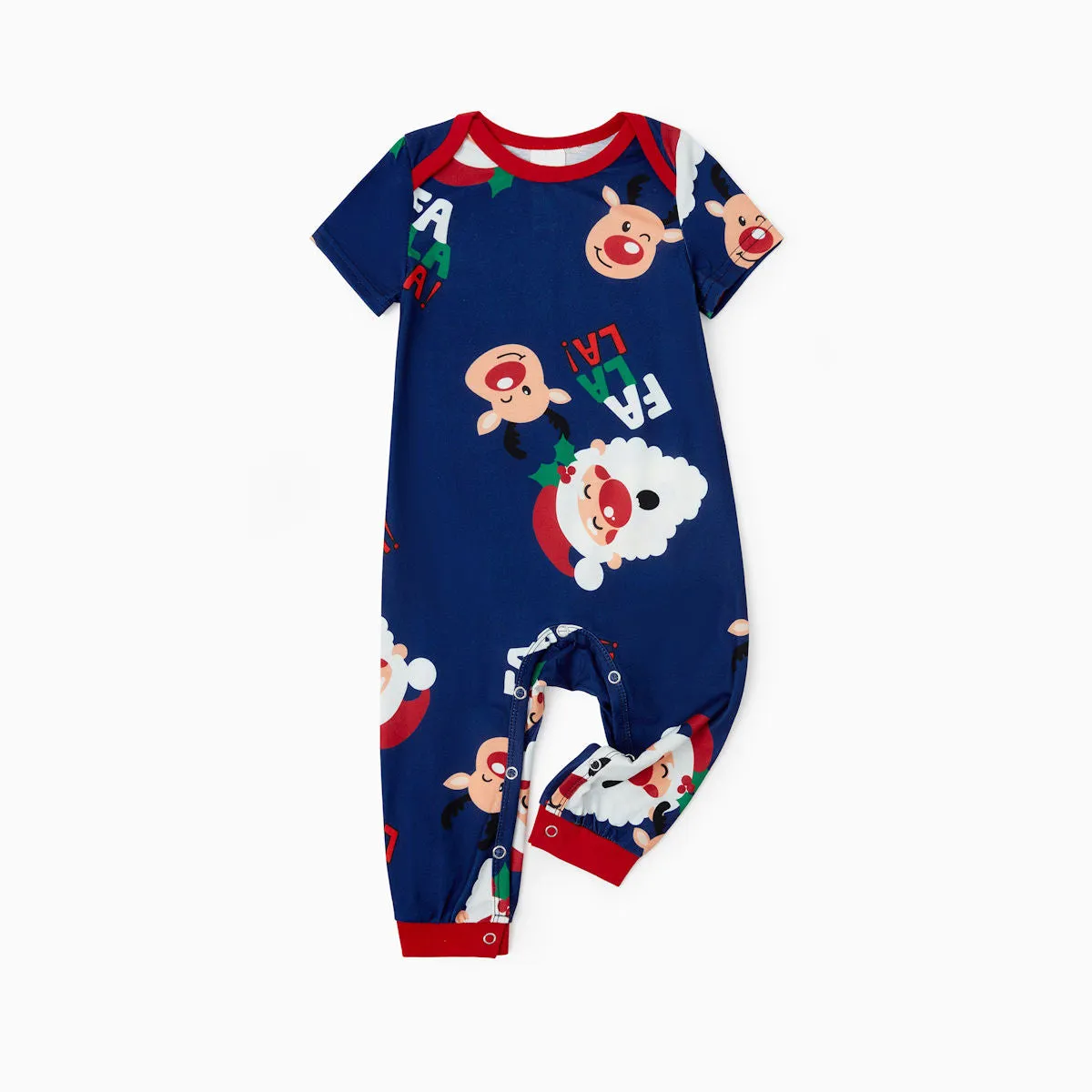 Bluey Santa Claus Pajamas for Family Short Sleeve Christmas Father Santa Rudolph FA LA LA Print