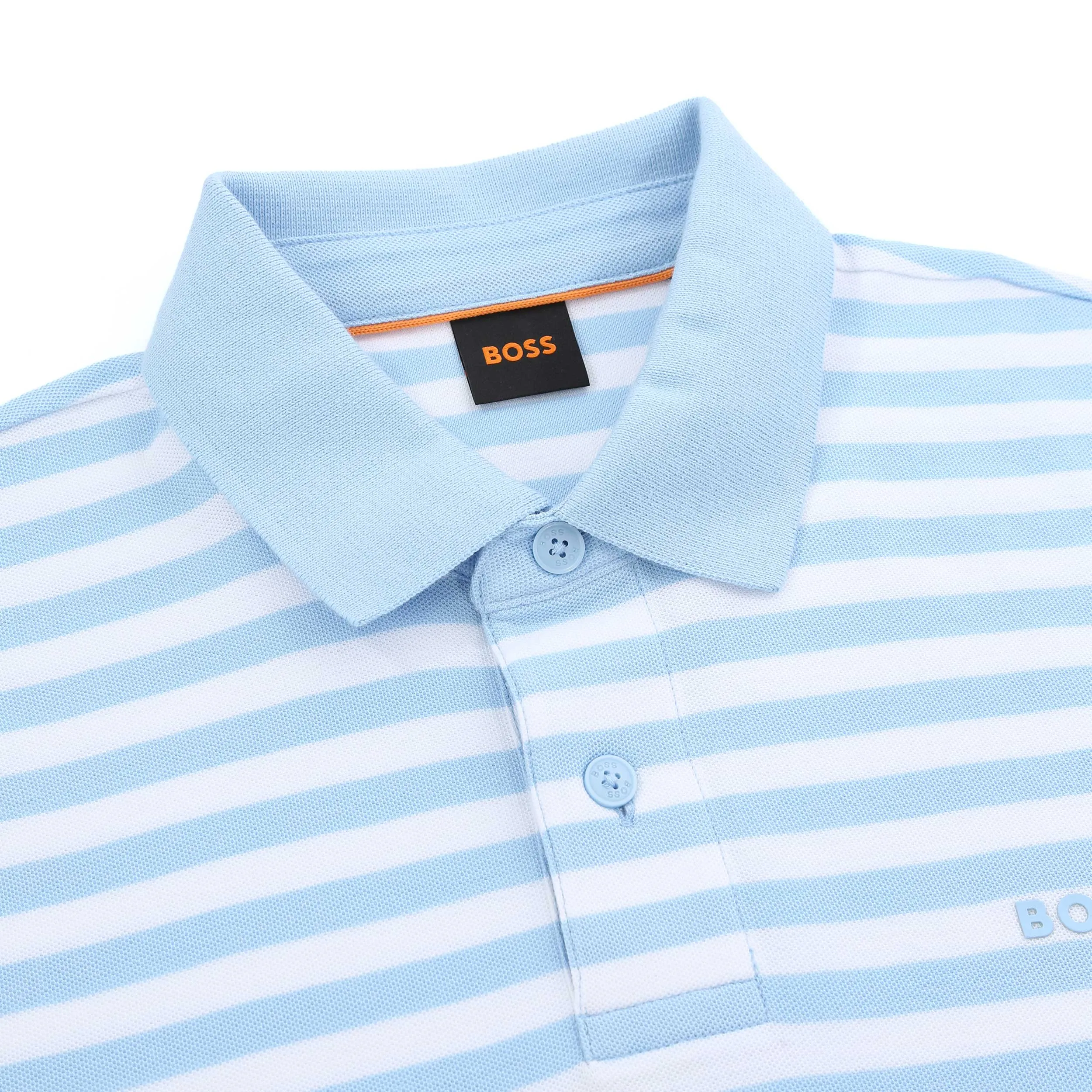 BOSS PalesStripe Polo Shirt in Sky Blue