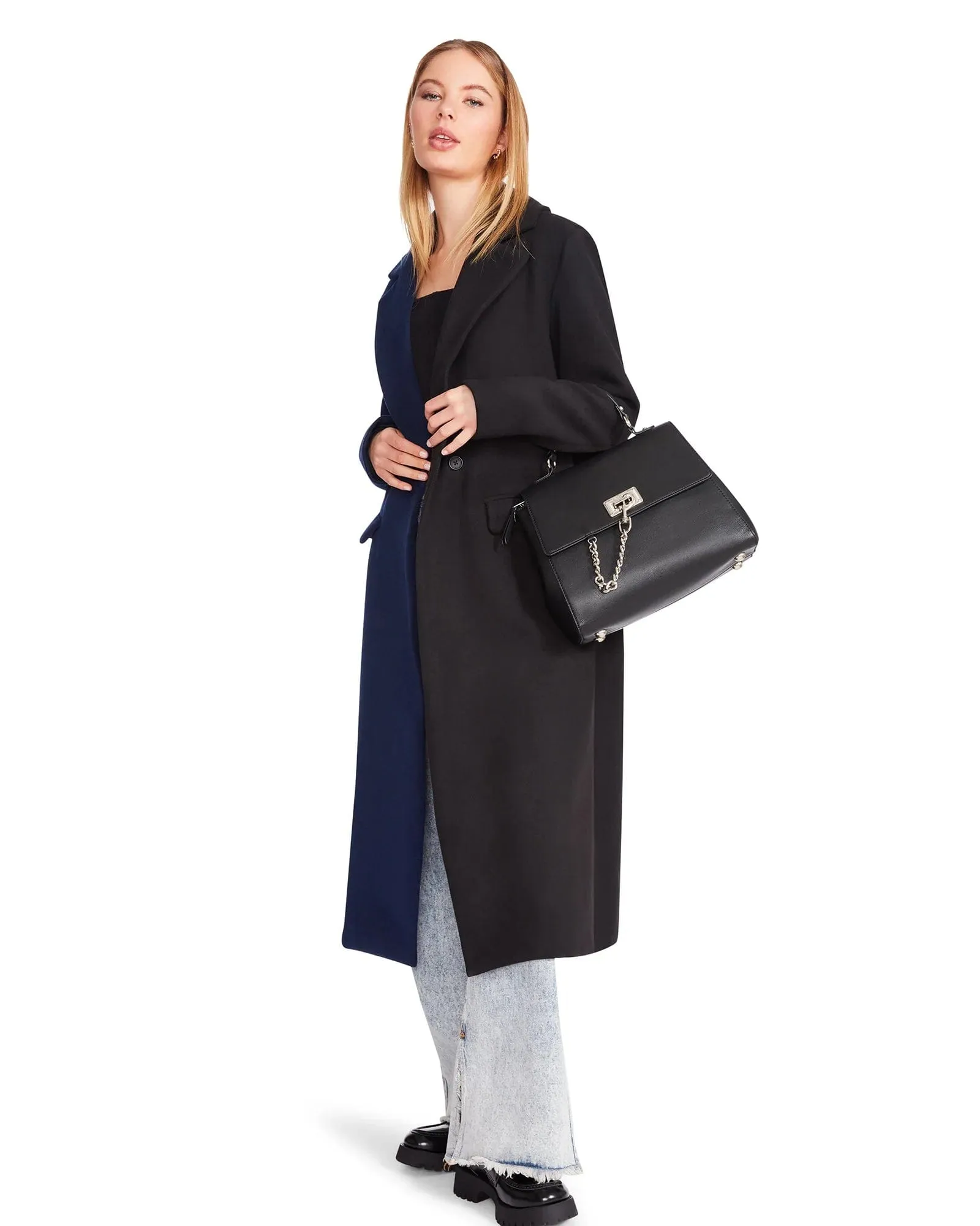 Caroline Colorblock Trench Jacket Navy