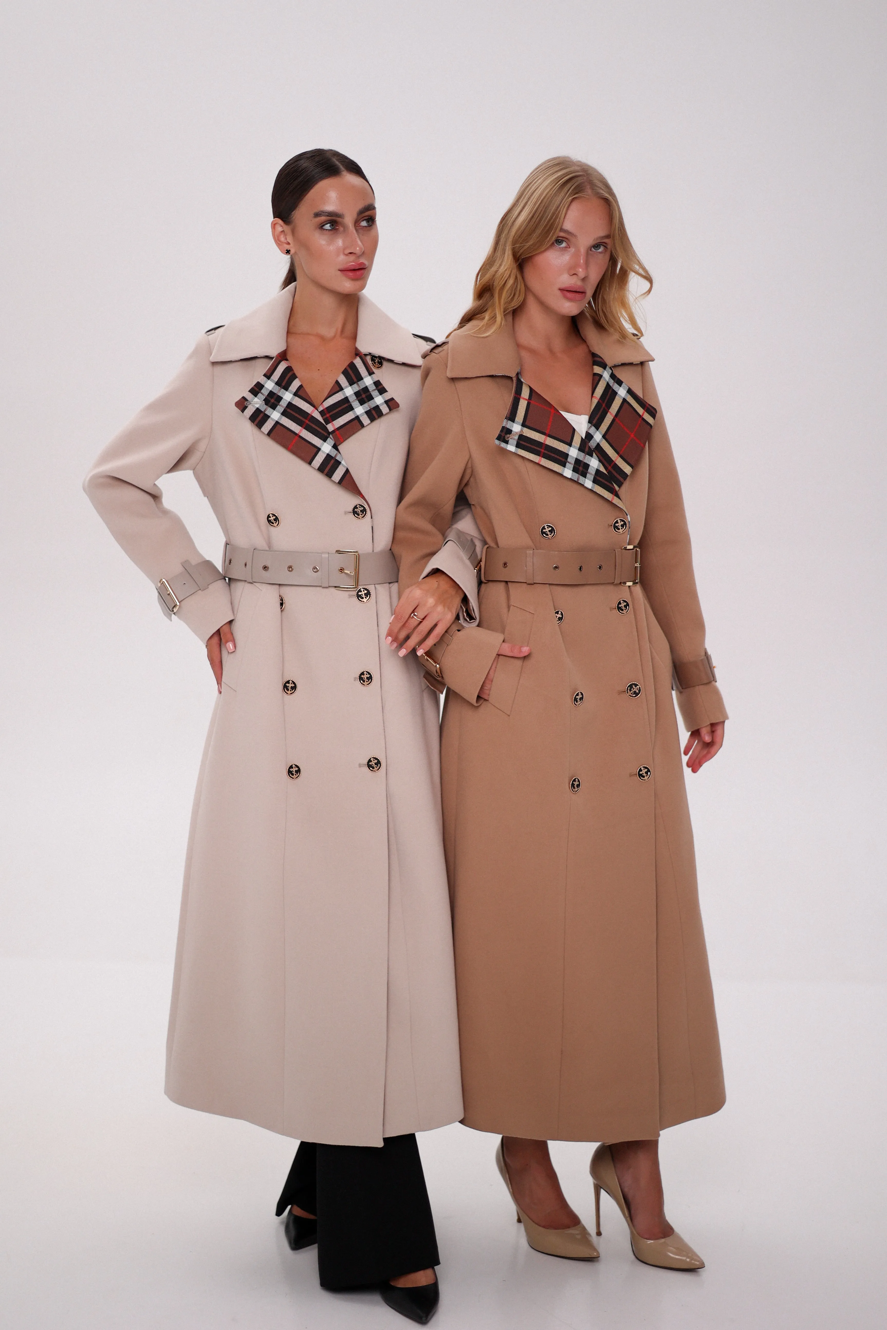 Cashmere Wool Blend Trench Coat in Camel