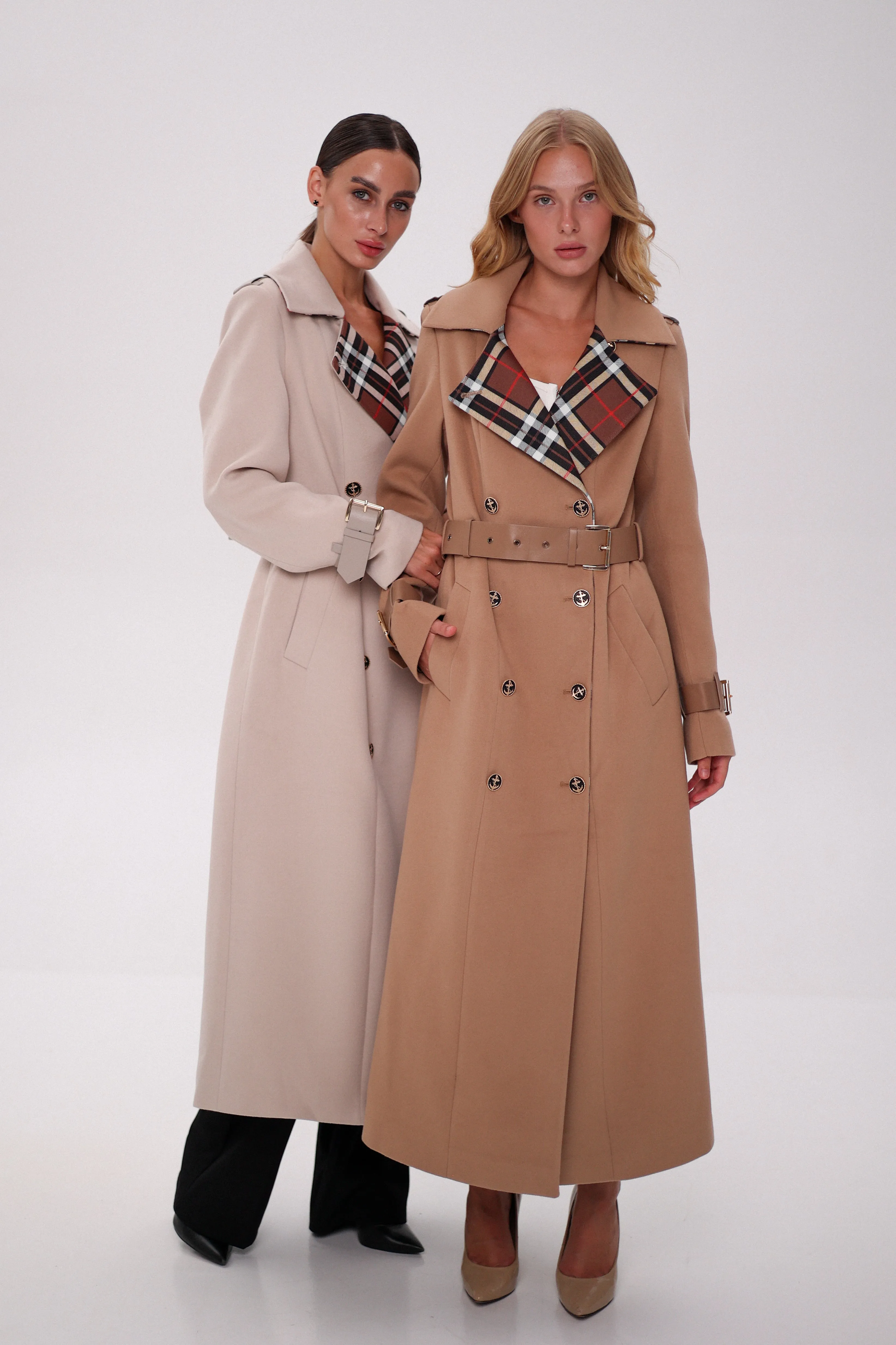 Cashmere Wool Blend Trench Coat in Camel