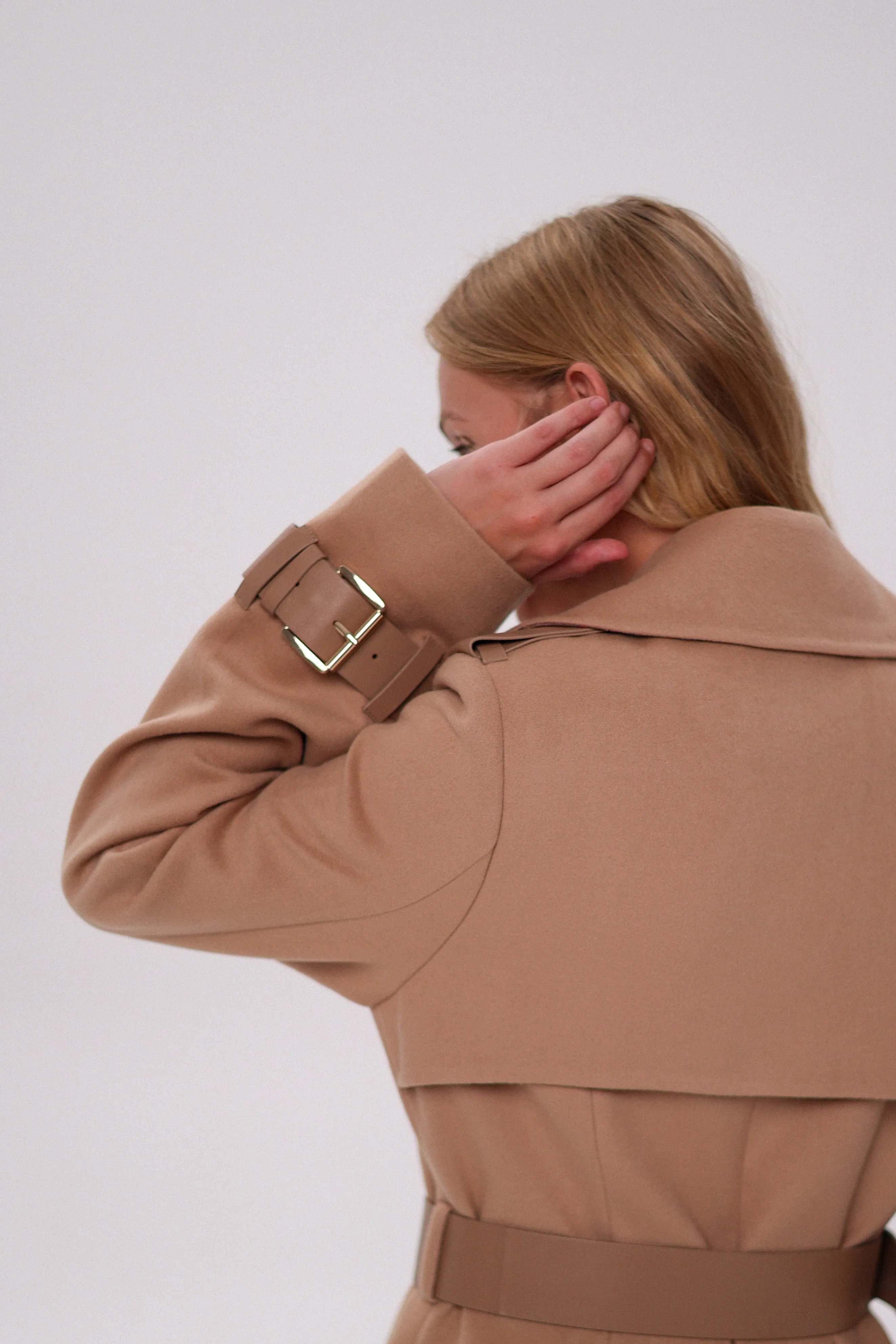 Cashmere Wool Blend Trench Coat in Camel