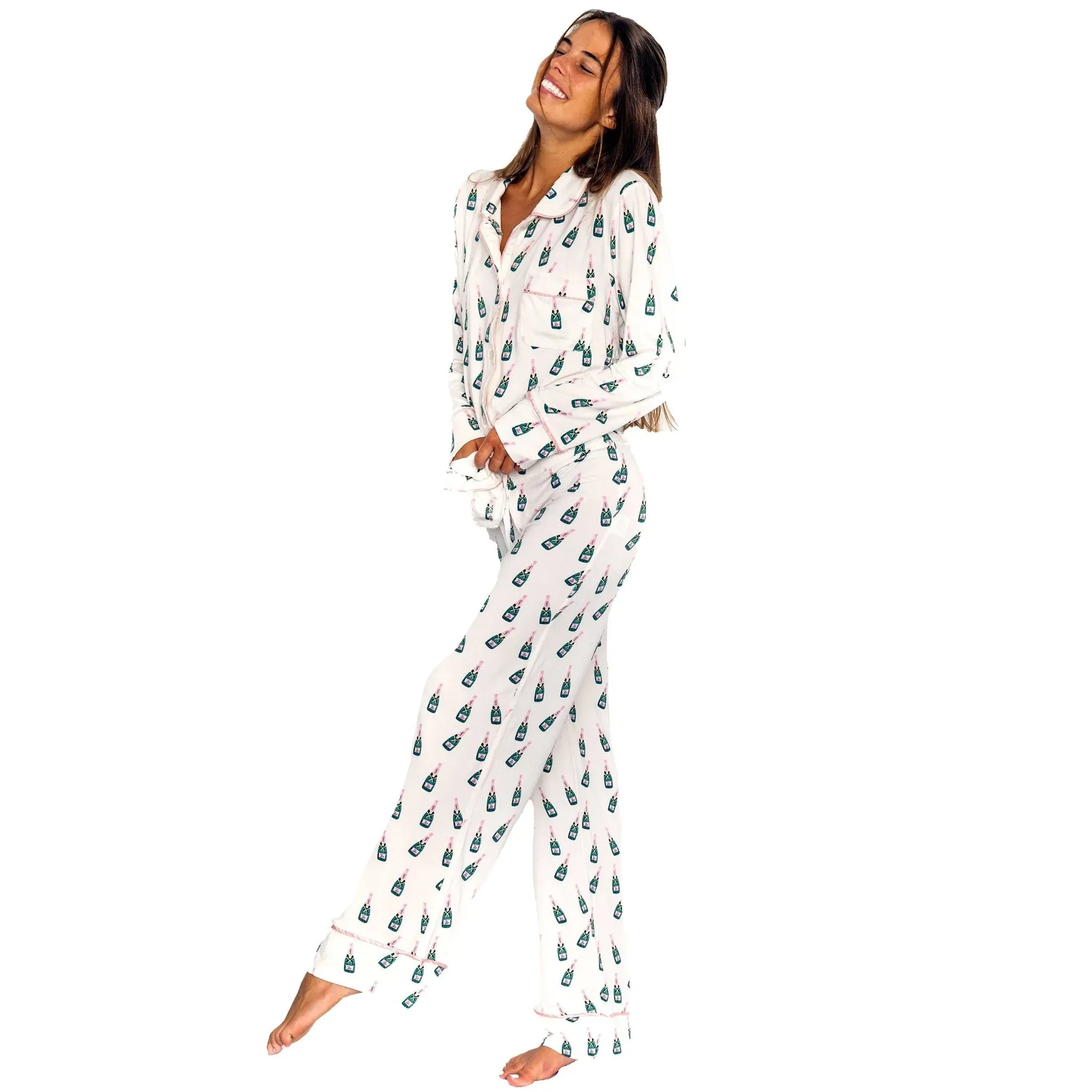 Champagne Pajama Set -  White