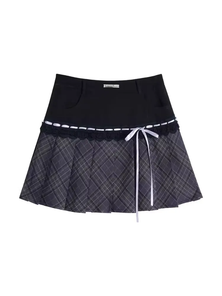 Check Ribbon Pleated Skirt【s0000006501】