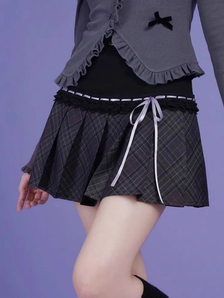 Check Ribbon Pleated Skirt【s0000006501】