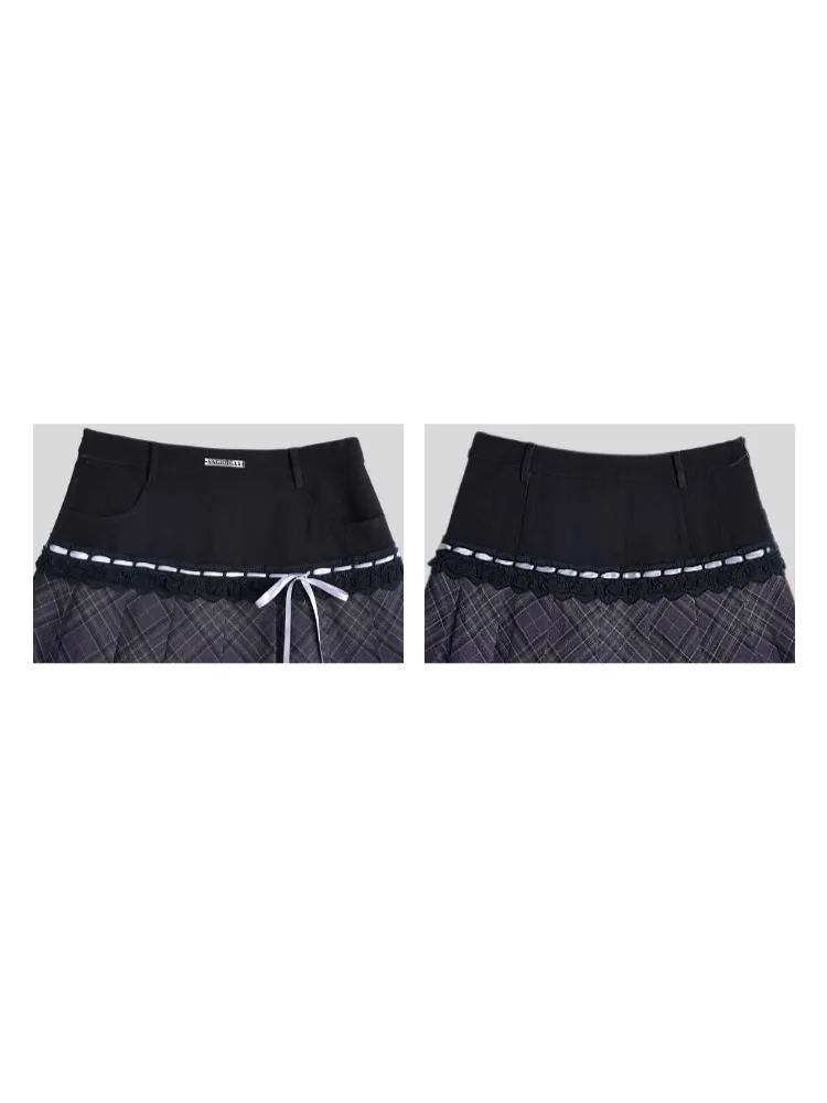 Check Ribbon Pleated Skirt【s0000006501】