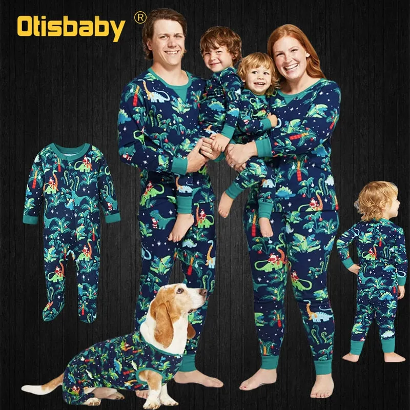 Christmas Mother Kids Dinosaur Floral Family Matching Pajamas Women Men Boy Girls Baby Family Look Outfits Vintage Clothing Sets