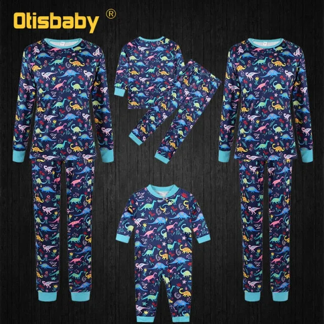 Christmas Mother Kids Dinosaur Floral Family Matching Pajamas Women Men Boy Girls Baby Family Look Outfits Vintage Clothing Sets