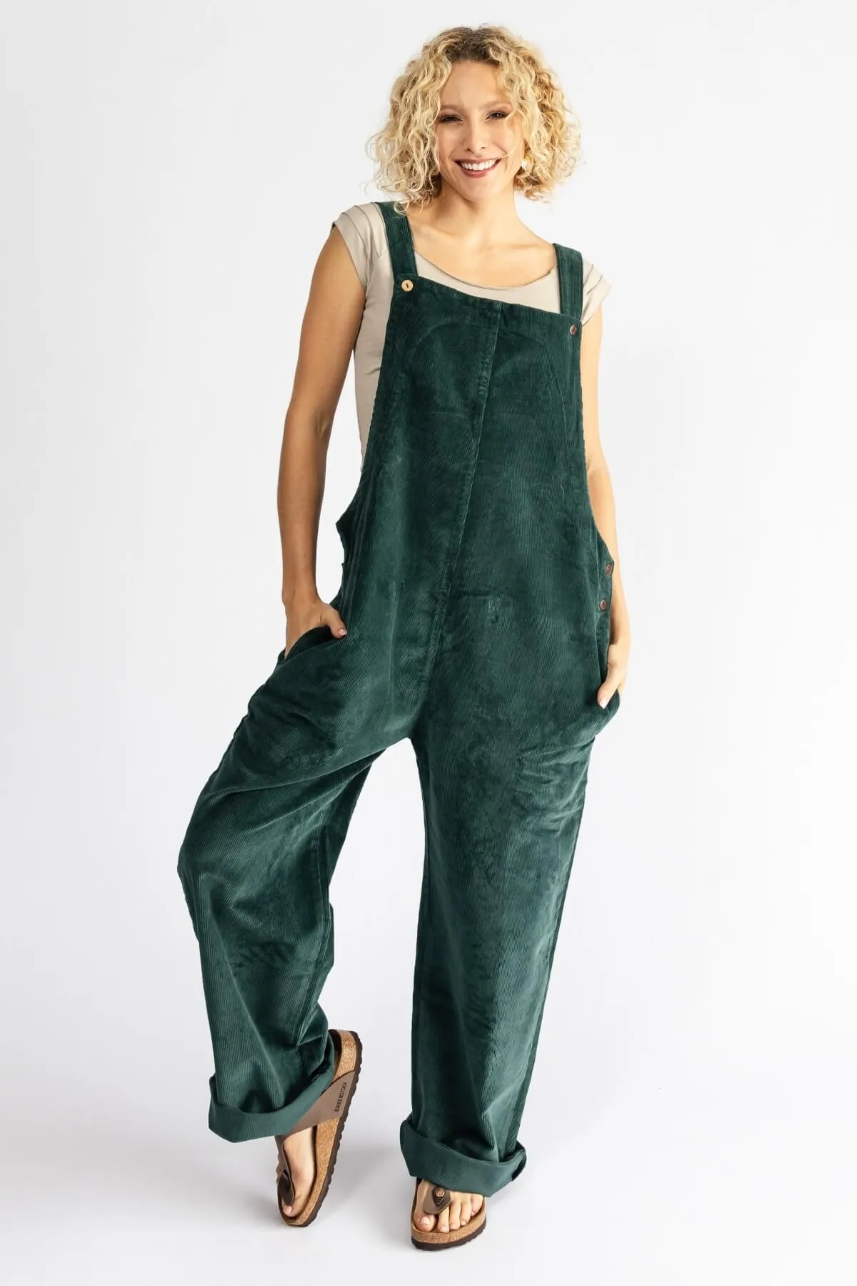 Corduroy Overalls - Midnight Teal