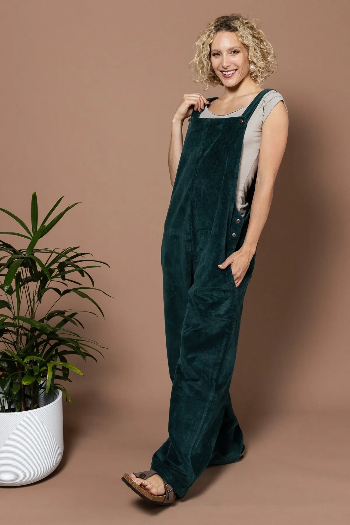 Corduroy Overalls - Midnight Teal