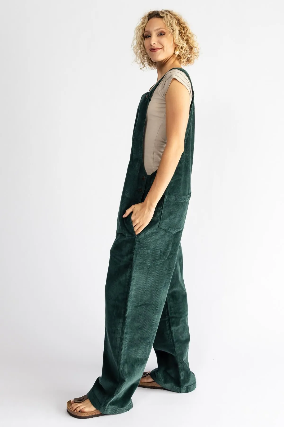 Corduroy Overalls - Midnight Teal