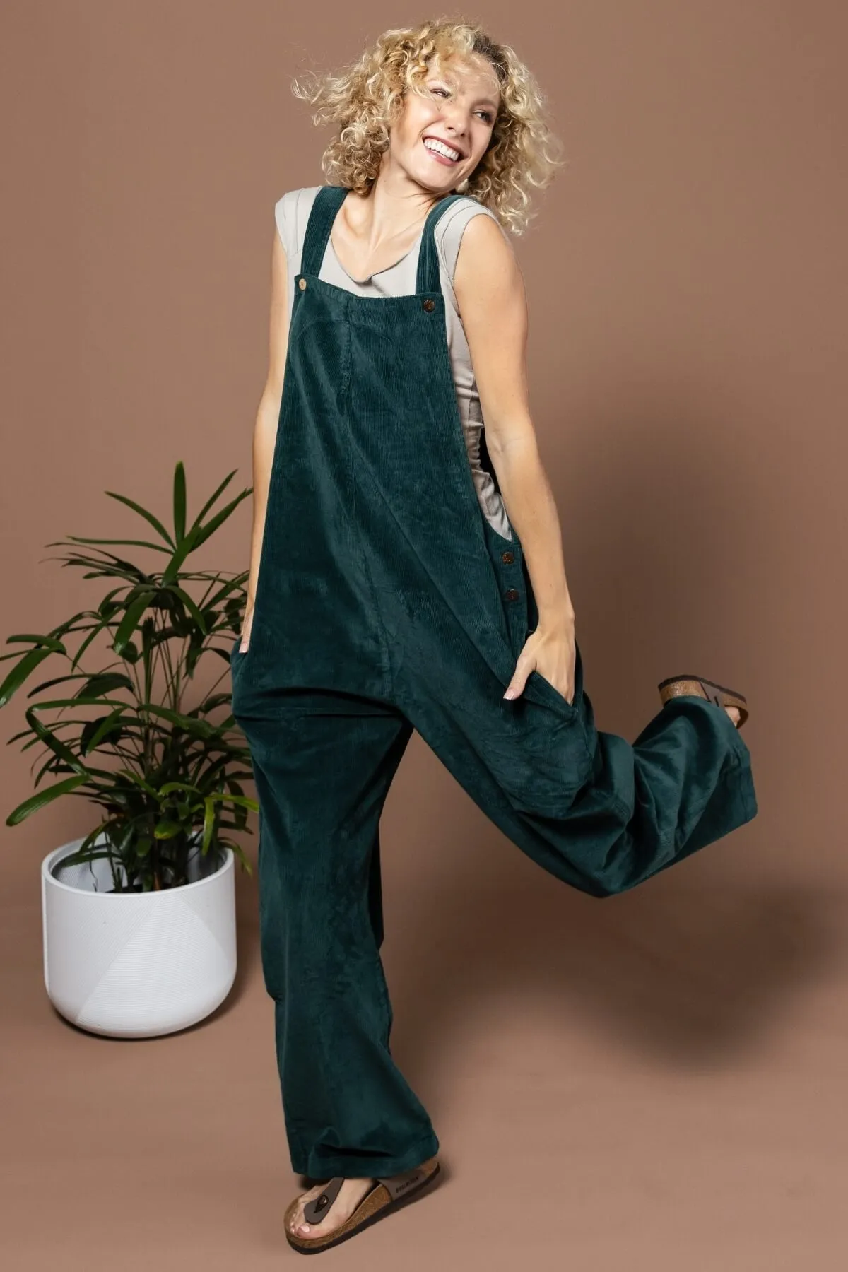 Corduroy Overalls - Midnight Teal