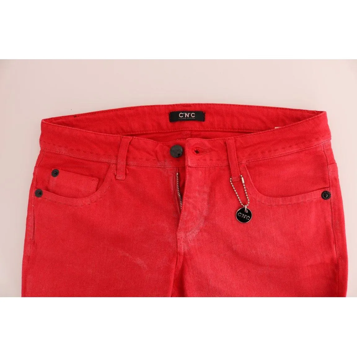 Costume National Radiant Red Super Slim Designer Jeans