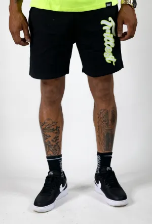 Cursive Trillest Shorts - Black/White/Volt Green