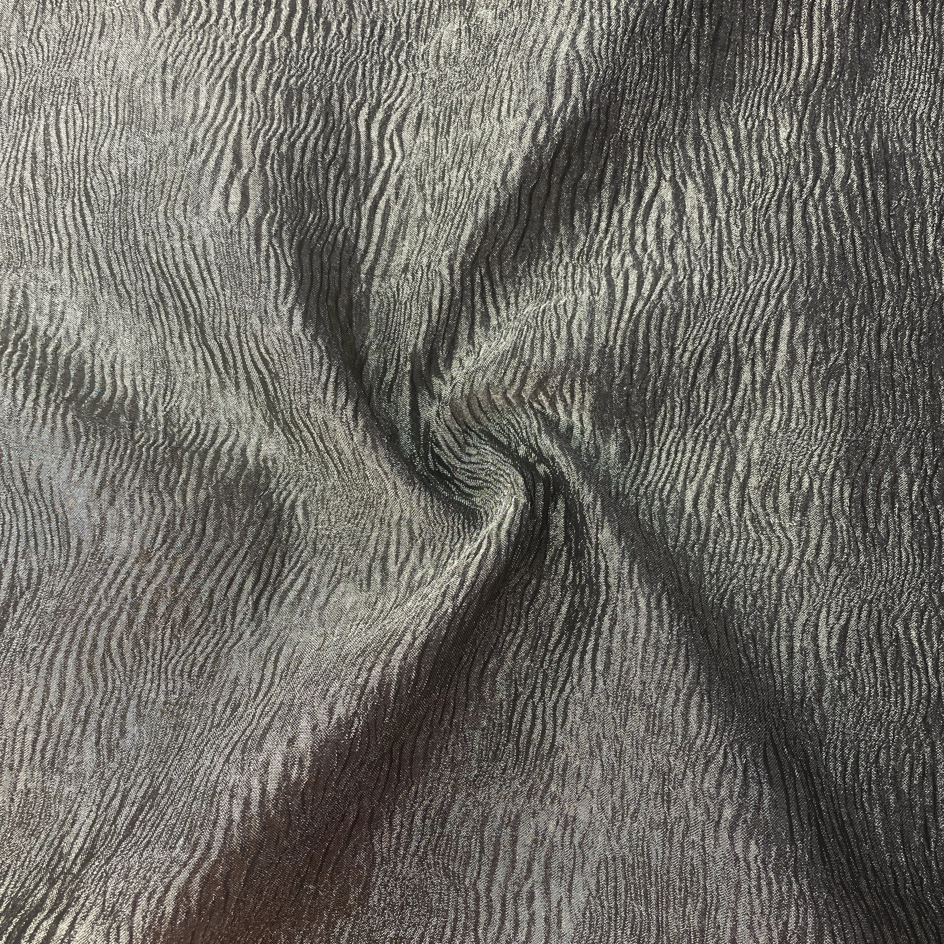 Dark Grey Solid Crushed Tissue Fabric 18769