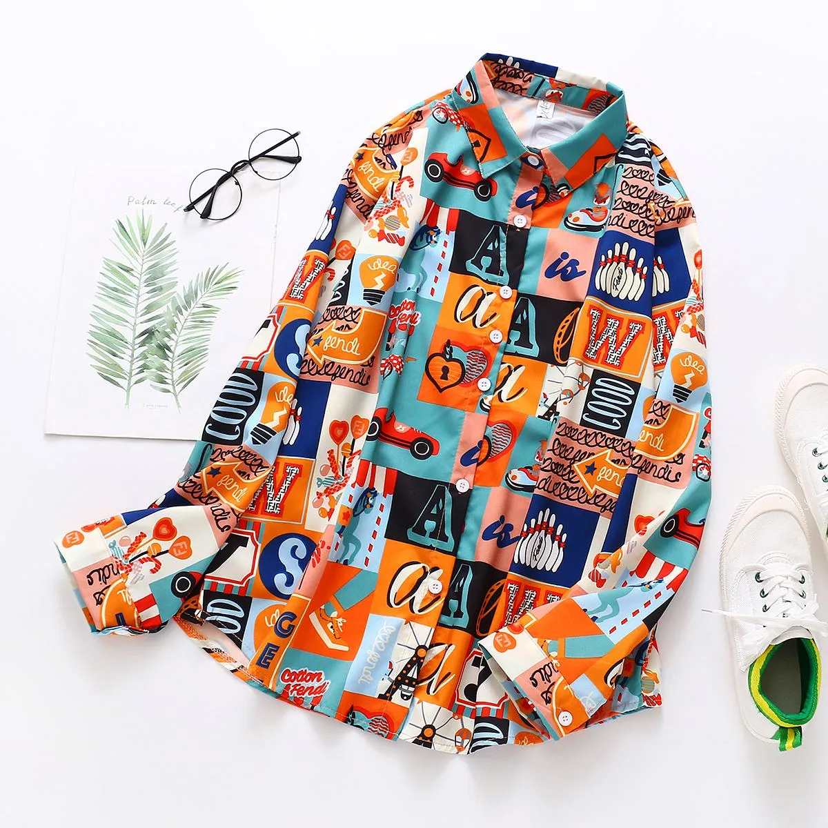 deanwangkt Spring summer harajuku streetwear Women Blouses Long Sleeve Shirt Camisas Femininas Female Tops printing Shirt