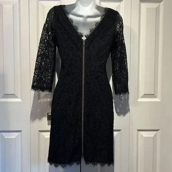 Diane Von Furstenburg Black Lace Dress Size 2 ASO Meghan Markle