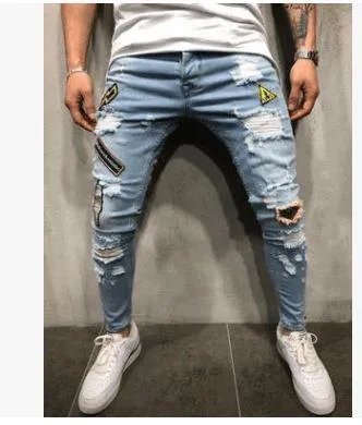 Distressed Stretch Jeans Pants For Men