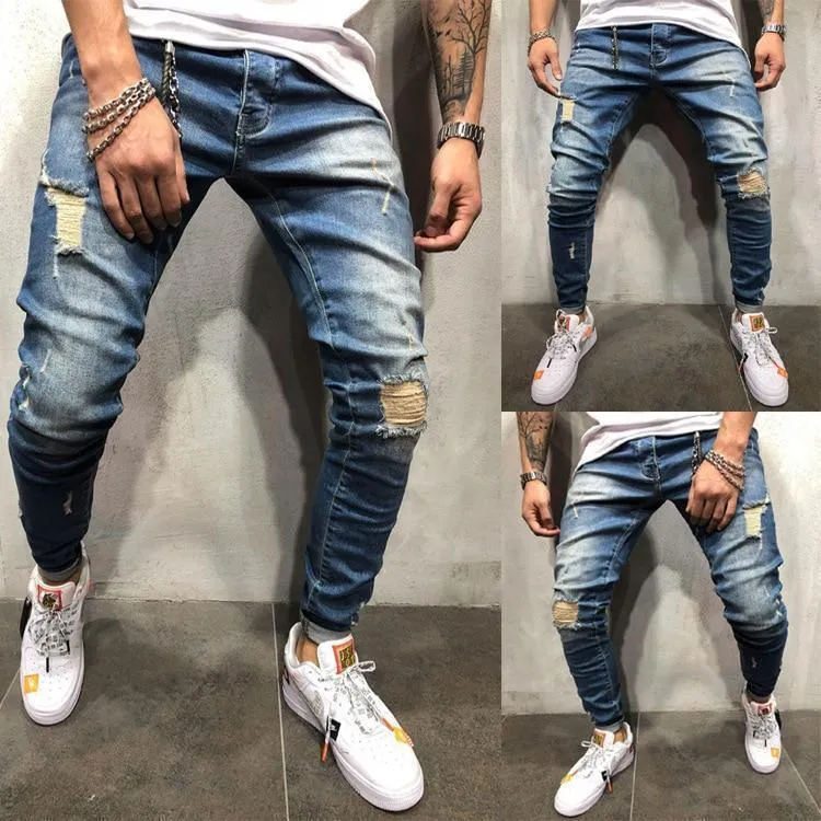 Distressed Stretch Jeans Pants For Men