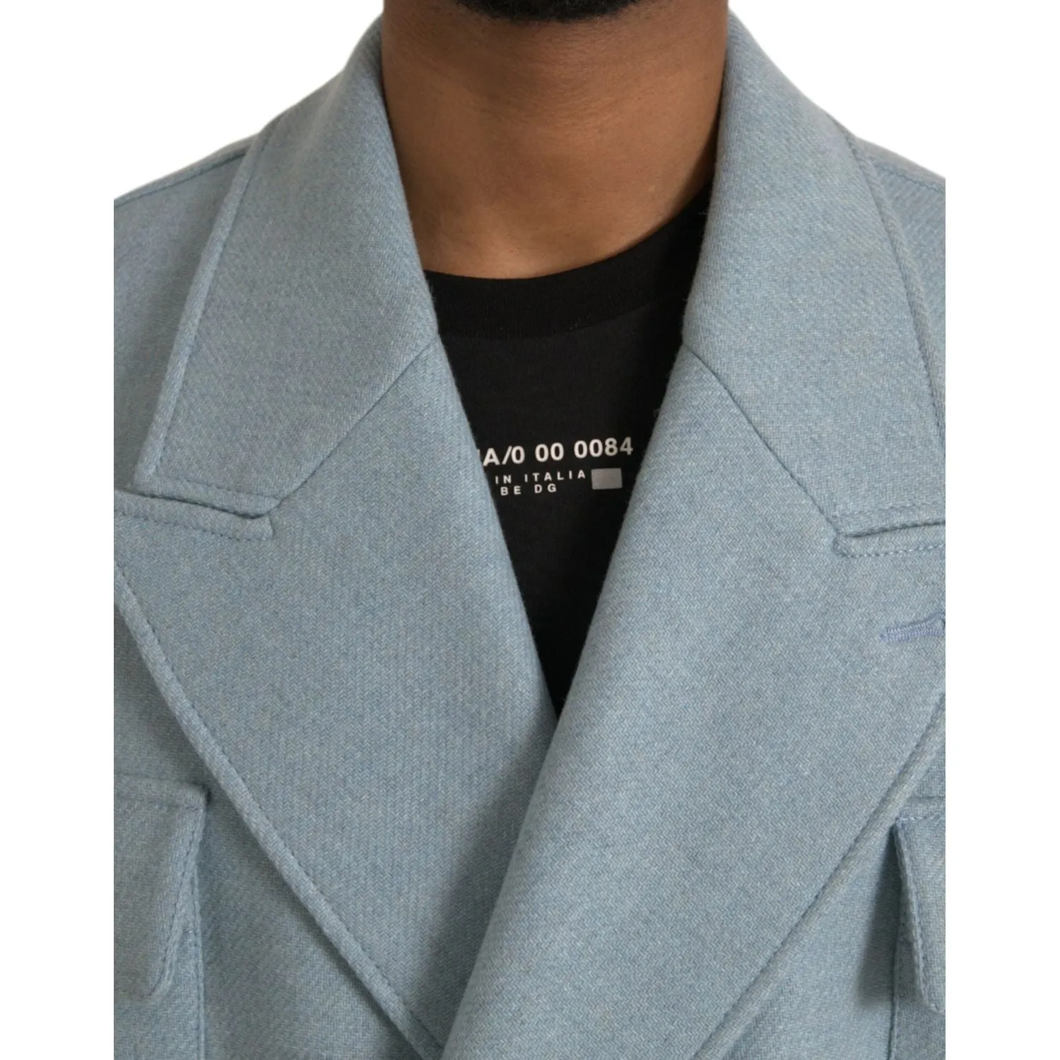 Dolce & Gabbana Blue Double Breasted Trench Coat Jacket