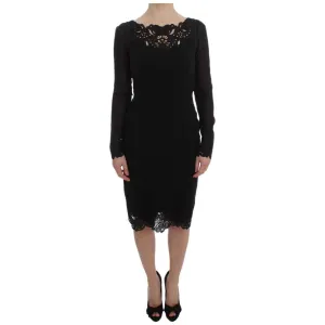 Dolce & Gabbana Elegant Black Floral Lace Sheath Dress