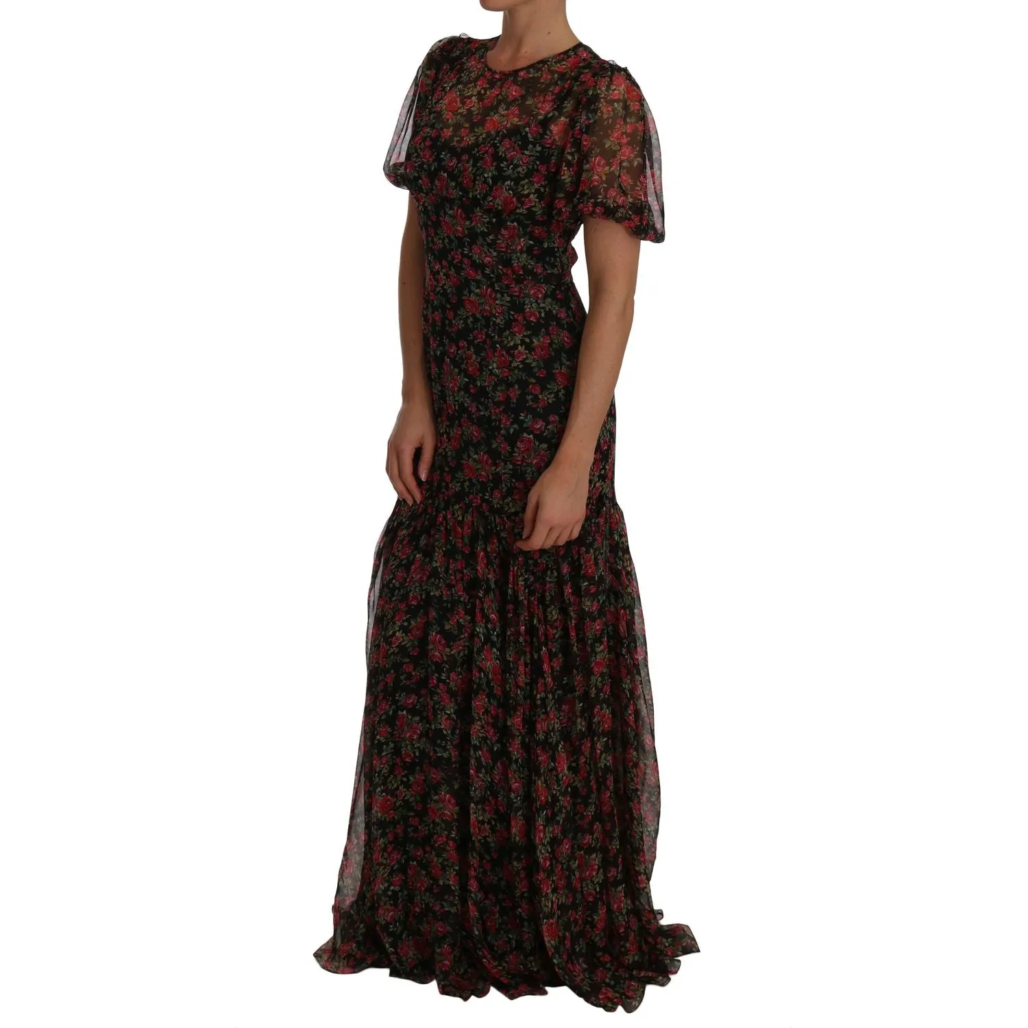 Dolce & Gabbana Elegant Floral A-Line Silk Dress