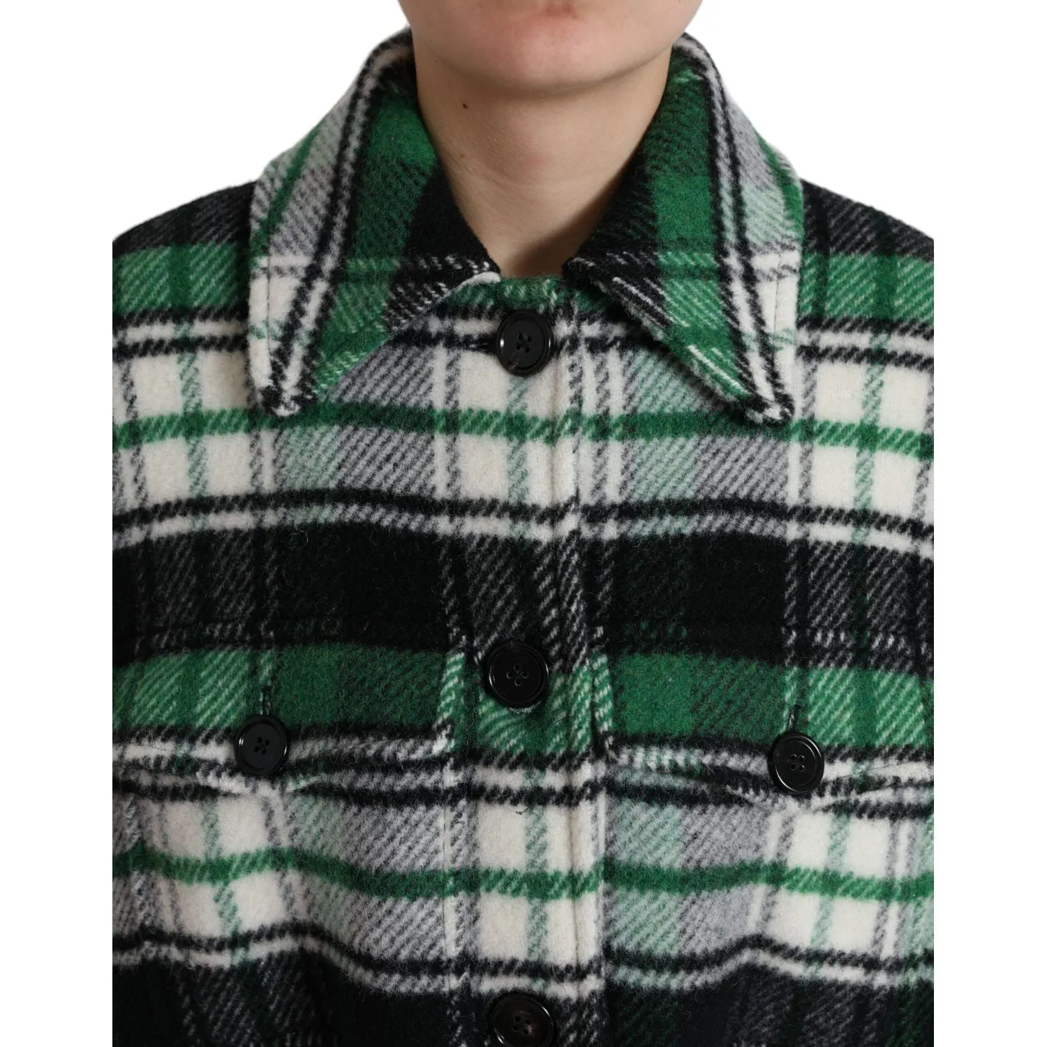 Dolce & Gabbana Elegant Green Plaid Long Coat