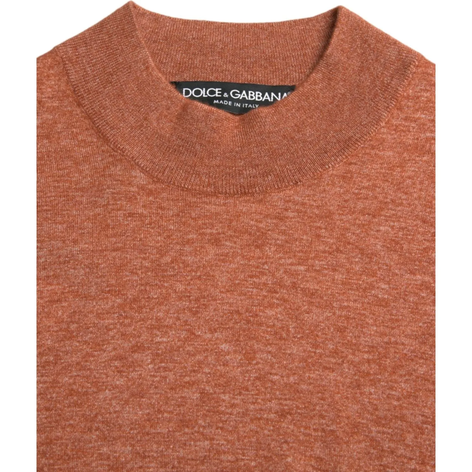 Dolce & Gabbana Silk-Cashmere Orange Crew Neck Sweater