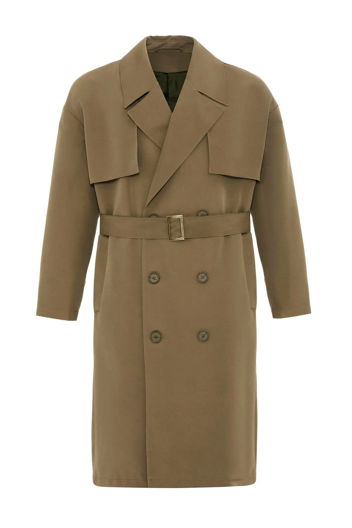 Double Breasted Closure Belted Trench Coat - Wessi