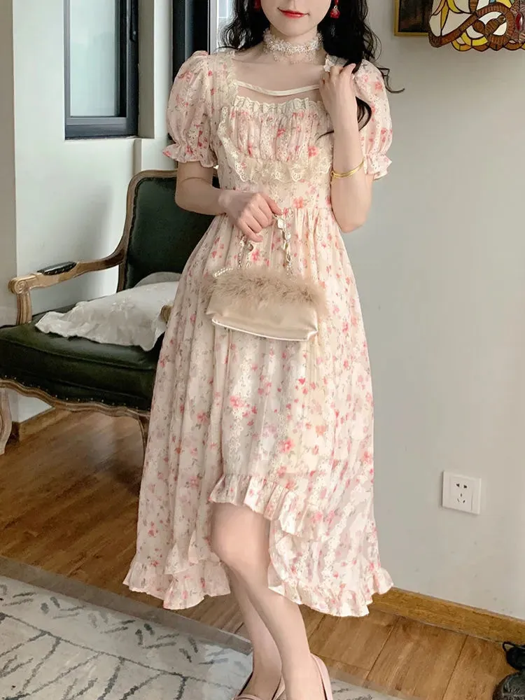 DressBetty - 2024 Elegant Lolita Party Women Korean Fashion Holiday Floral Dress